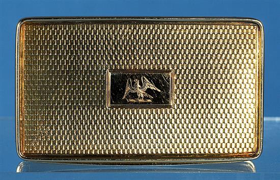 A William IV silver gilt snuff box, by Nathaniel Mills, Length 3 ¼”/80 mm Width 62mm Weight 3.2oz/90grms